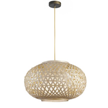 Runder, natürlich gewebter, ethnischer Bambus-Kronleuchter E27