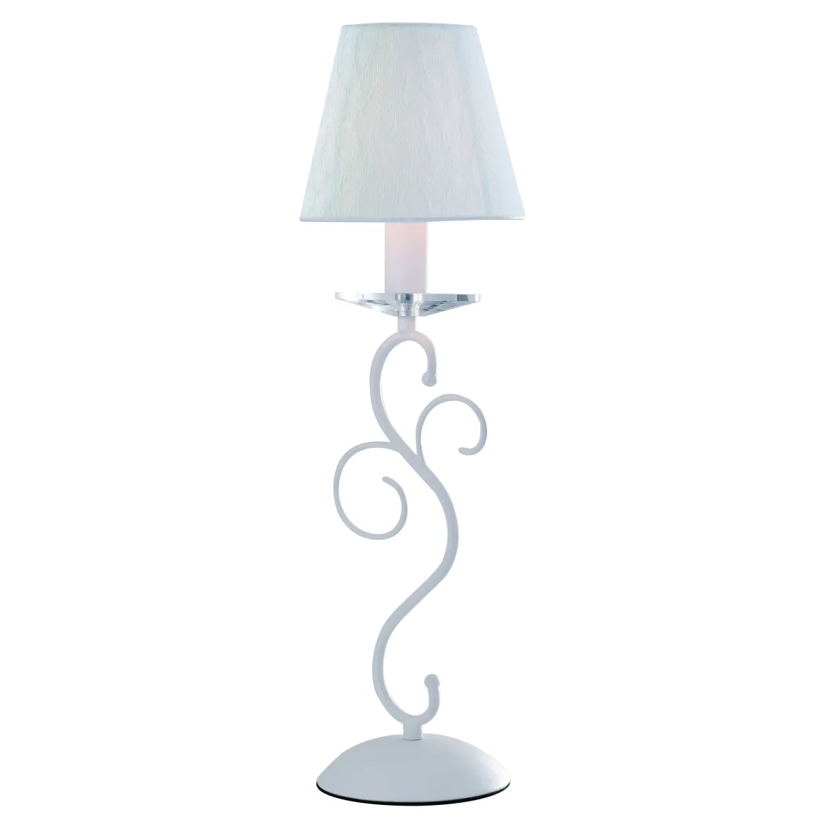 I-PERLA / L1 - Lampe de table K9 abat-jour métal blanc cristal Classic White Fabric E14