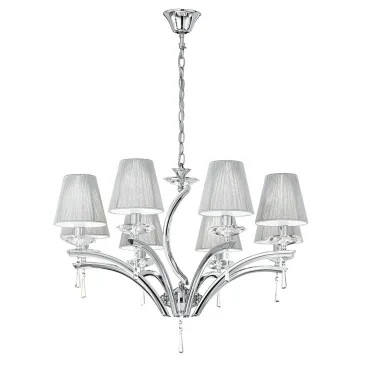 I-ORCHESTRA/8 - Lampadario Classico paralumi Tessuto Metallo Cristalli K9 E14