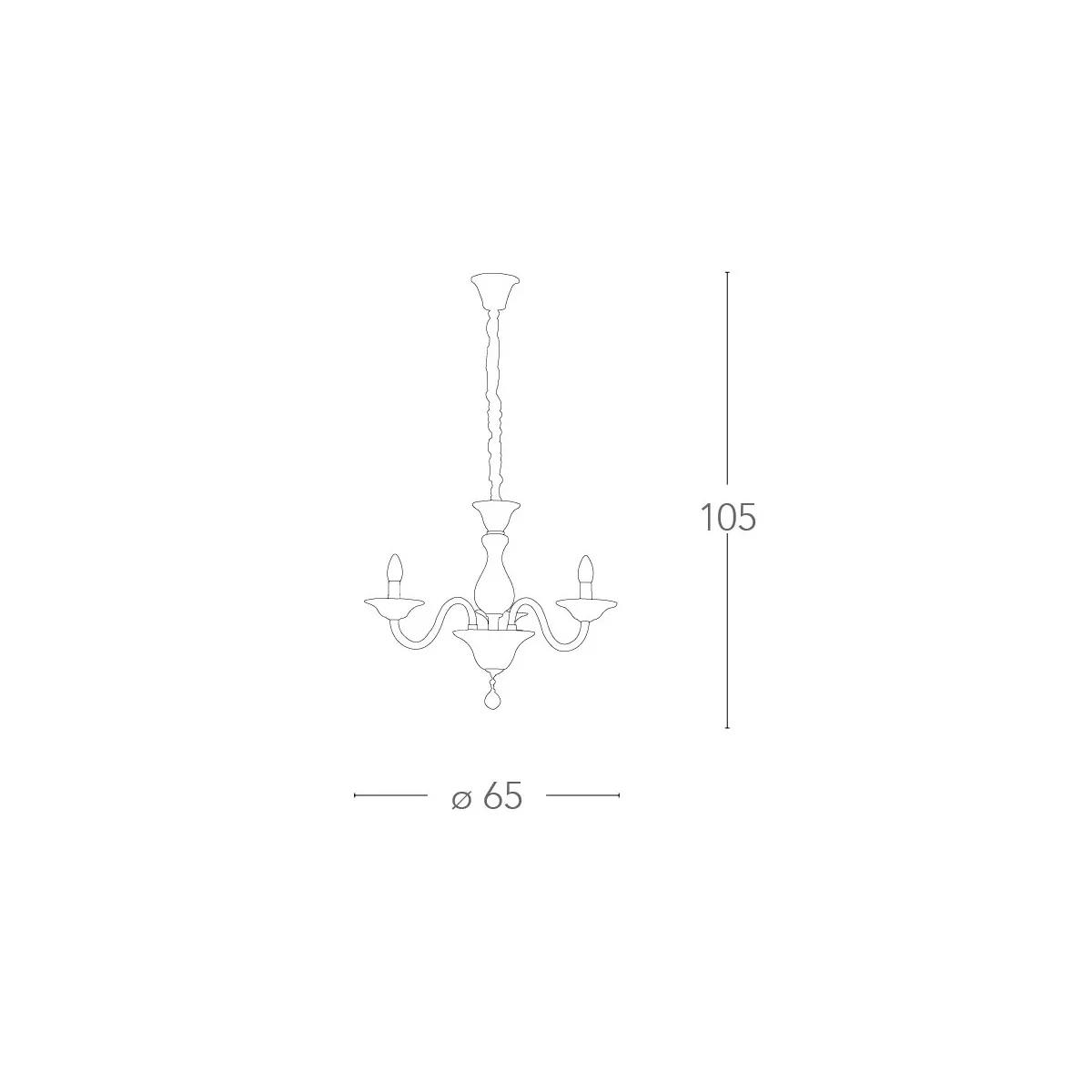Lampadario Soffio 3 luci in Vetro Bianco con Finiture Cromo FanEurope