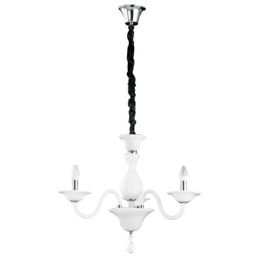 I-SOFFIO / 3 - Lustre en pâte de verre blanc Chrome Finitions Intérieur classique E14