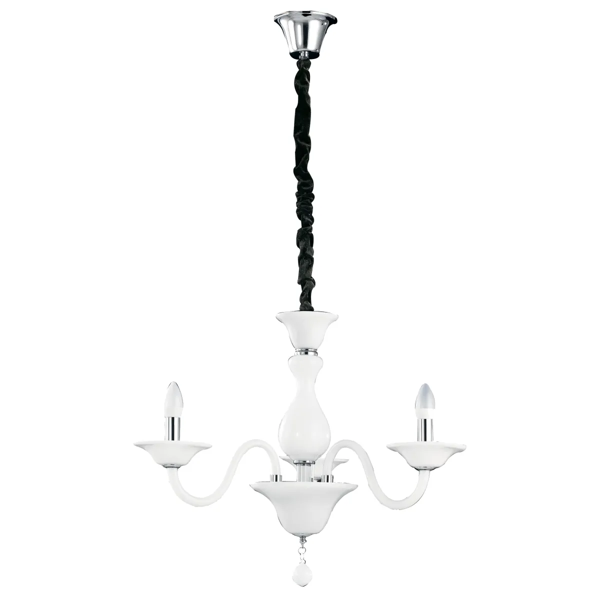 I-SOFFIO / 3 - Lustre en pâte de verre blanc Chrome Finitions Intérieur classique E14