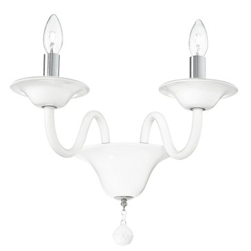 I-SOFFIO / APP - Applique Murale Pâte de Verre Blanc Chrome Finitions Lampe Murale Classique E14