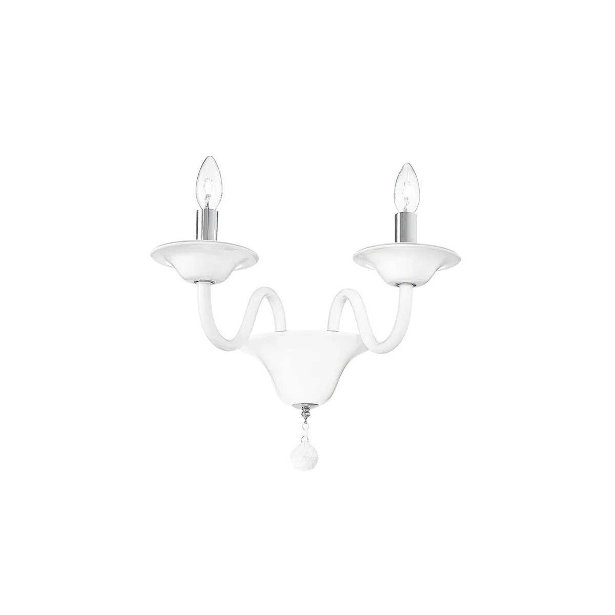 I-SOFFIO/APP - Applique Pasta di Vetro Bianca Finiture Cromate Lampada da Parete Classica E14