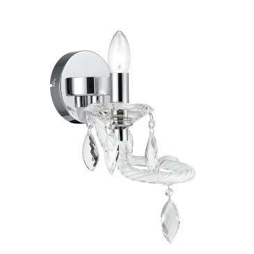 I-ATELIER/AP1 - Applique Gocce Cristallo K9 Vetro Bianco Decorato Lampada Classica E14