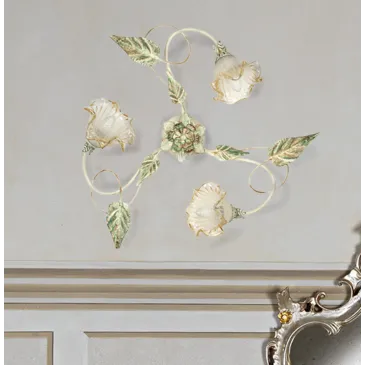 I-PRIMAVERA/PL3 - Plafoniera Classica Metallo Diffusori Vetro Decoro a Mano Floreale E14