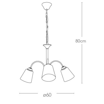Lampadario 1162 3 luci in Metallo Oro FanEurope