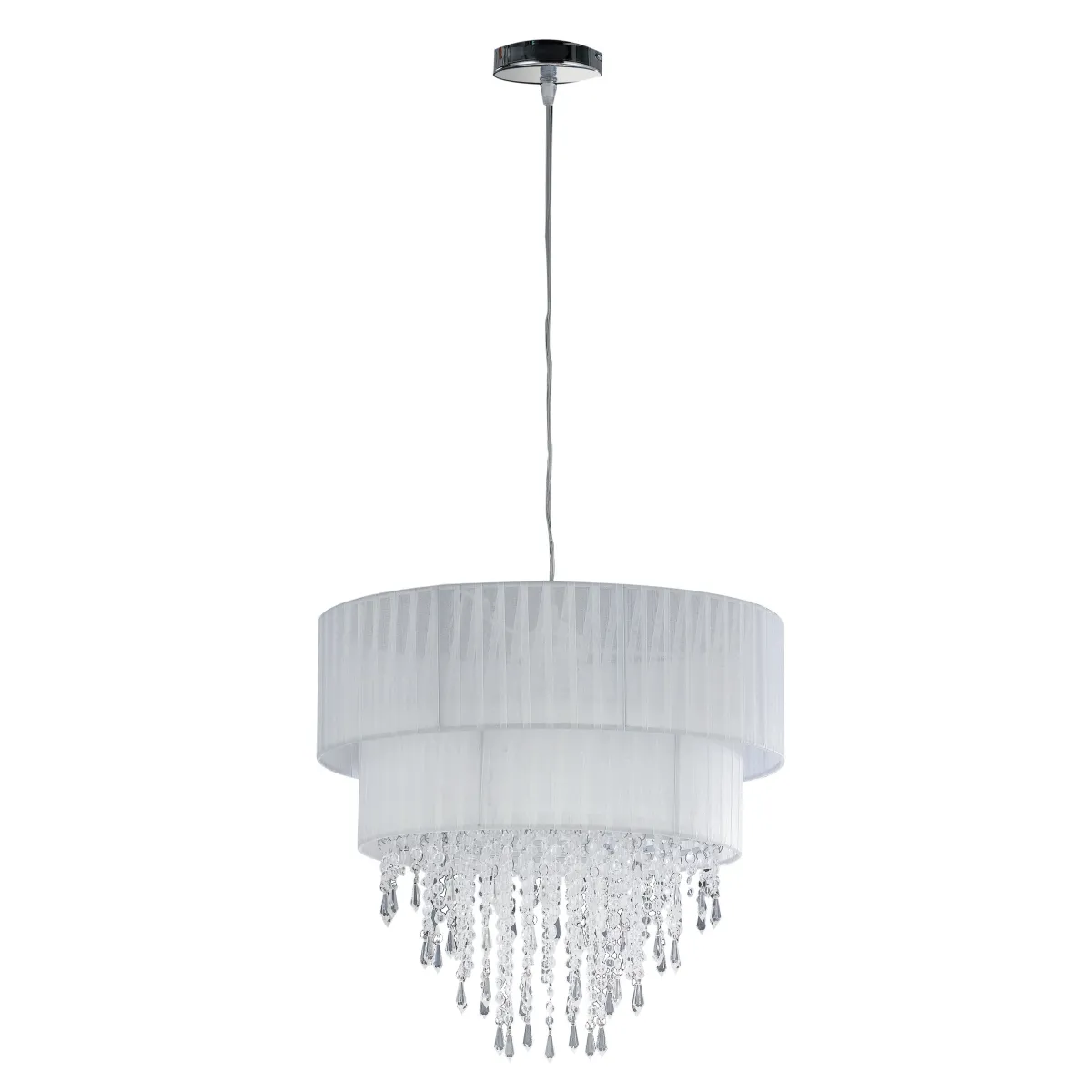 I-TWIST/S40 - Lampadario Sospensione Classico Tessuto Bianco Pendenti Acrilico E27