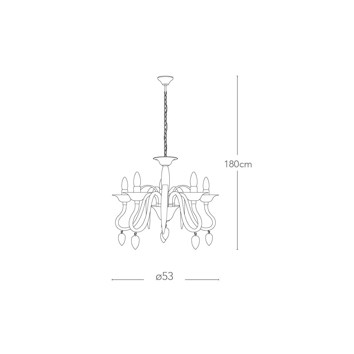 Suspension Estefan en acrylique blanc avec finitions chromées et décoration Fan Europe Drops