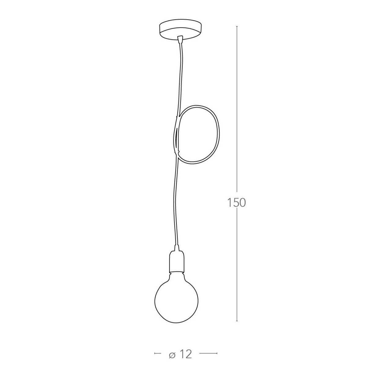 MT3201903 - Sospensione Pendente Cavo Tessuto Rosso Finitura Cromata Moderna E27