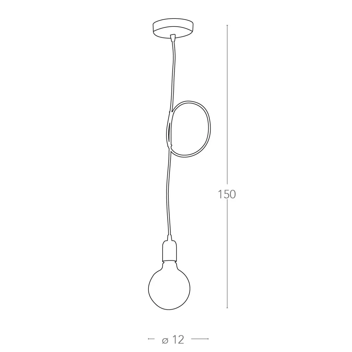 MT3201903 - Sospensione Pendente Cavo Tessuto Rosso Finitura Cromata Moderna E27