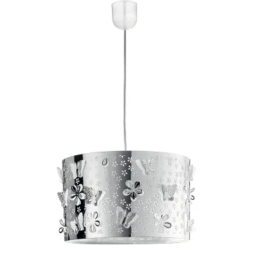 Lampadario Butterfly in Acciaio Cromo con Decori a Farfalla e Fiore Intagliati FanEurope
