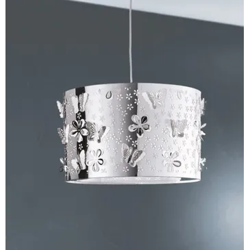 Paralume in Acciaio Intagliato a Laser con Decori a Farfalle e Fiori Linea Butterfly