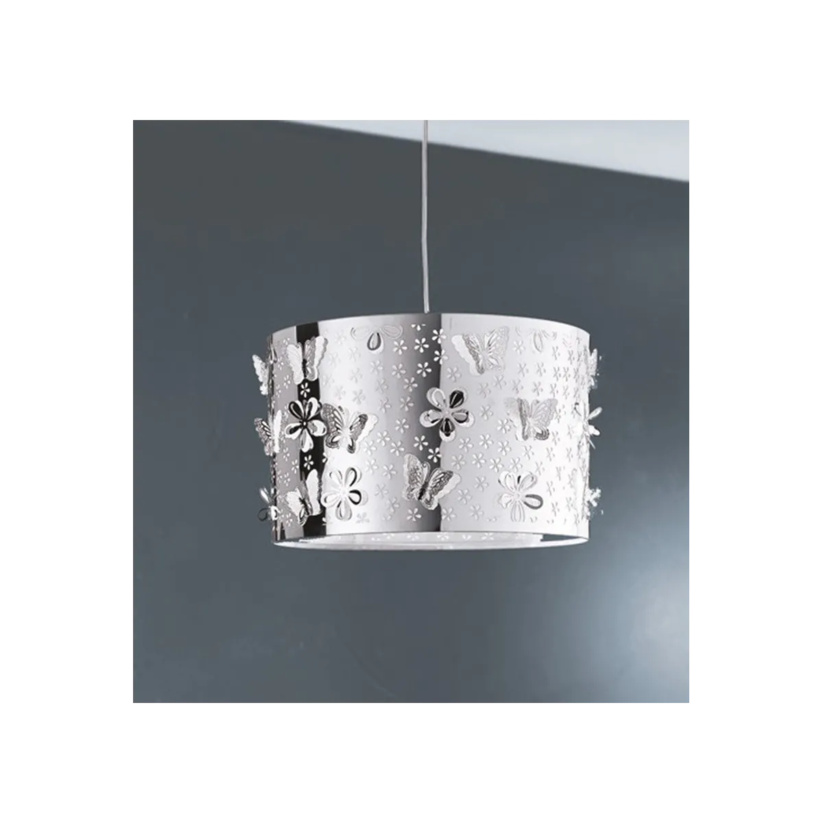 Paralume in Acciaio Intagliato a Laser con Decori a Farfalle e Fiori Linea Butterfly
