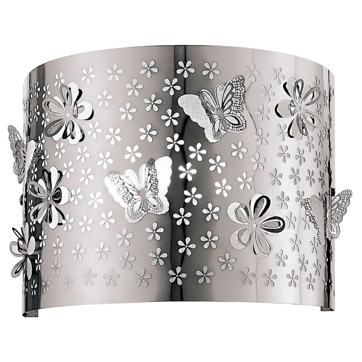 Applique murale papillon en acier avec fleurs et...