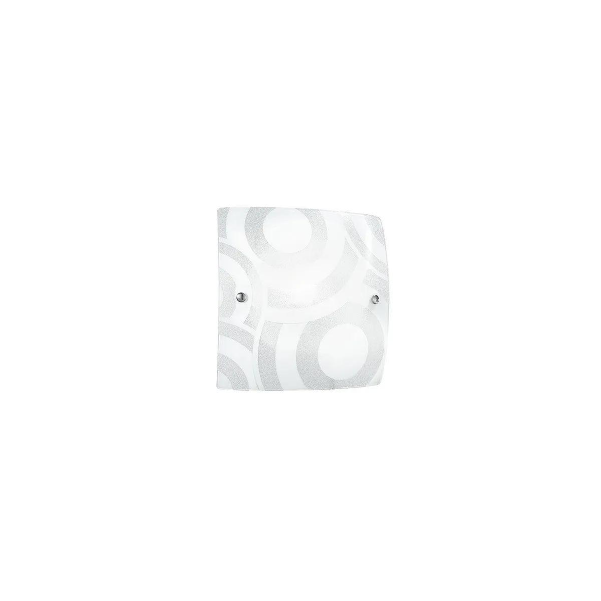 I-MIRO / PL30 - Plafonnier carré en verre blanc avec décoration cercles Lampe moderne E27