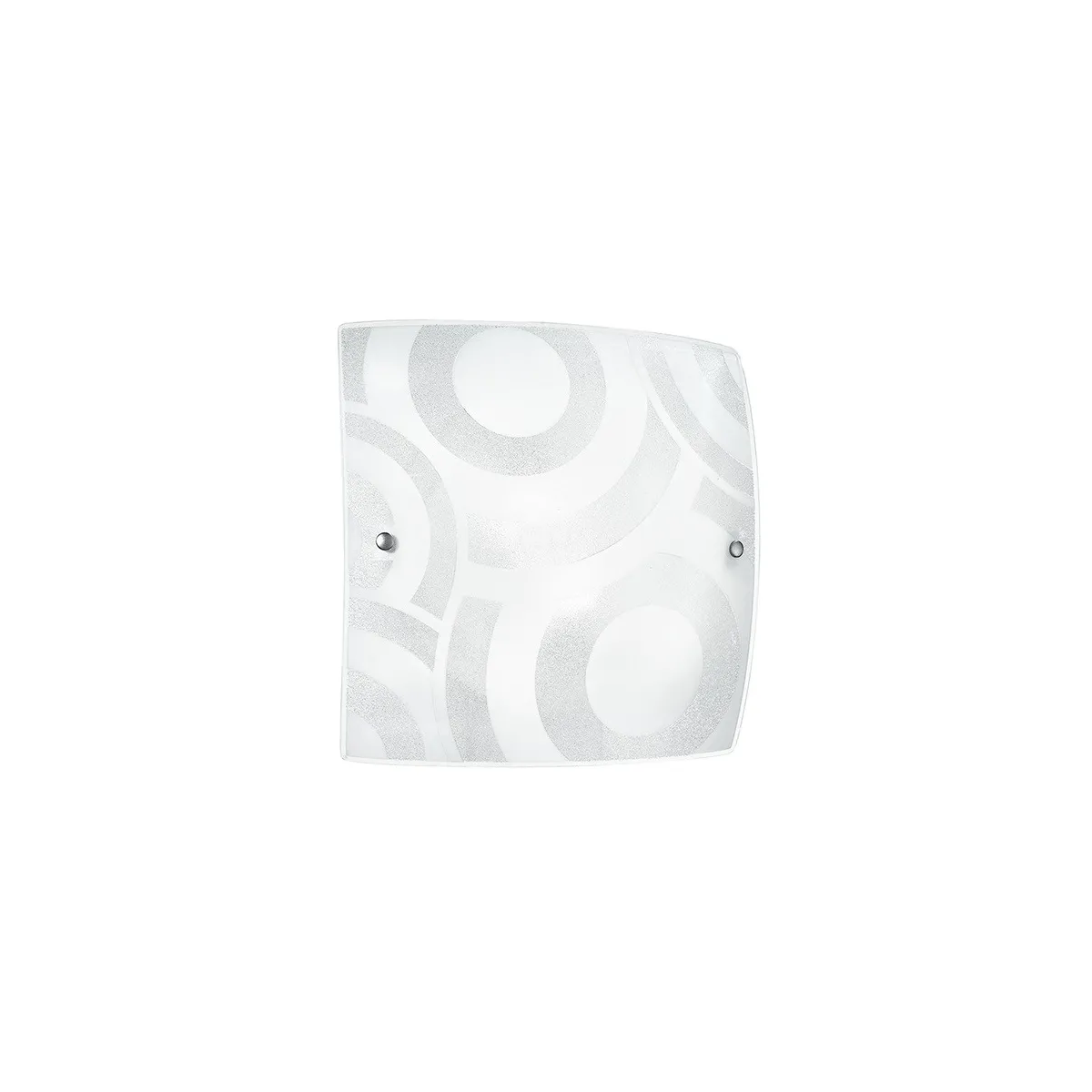 I-MIRO/PL50 - Plafoniera Vetro Graniglia Quadrata decoro Cerchi Bianchi Moderna Soffitto Parete E27