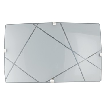 I-ALEXIA/AP - Applique Rettangolare Moderna Vetro Satinato decoro Inciso Lampada Led 12 watt Luce Naturale