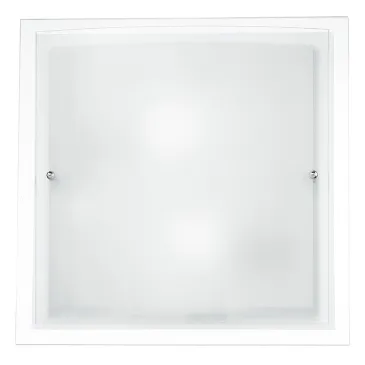 I-061228-2 - Plafoniera Quadrata Bordo Trasparente Doppio Vetro Bianco Satinato Lampad Moderna E27