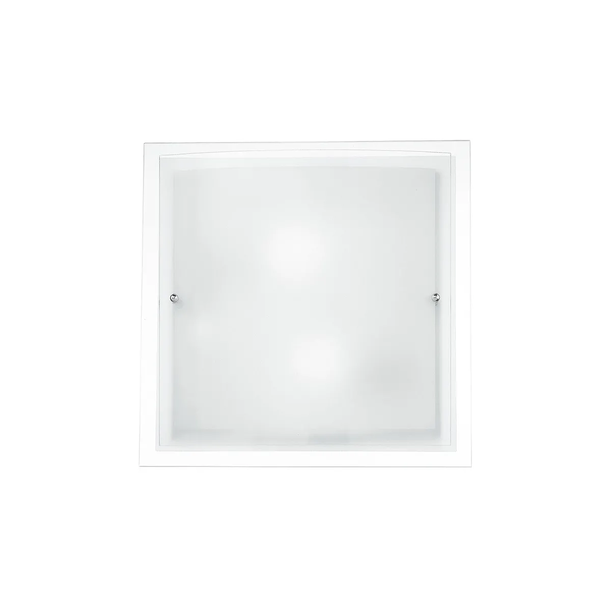 I-061228-2 - Plafoniera Quadrata Bordo Trasparente Doppio Vetro Bianco Satinato Lampad Moderna E27