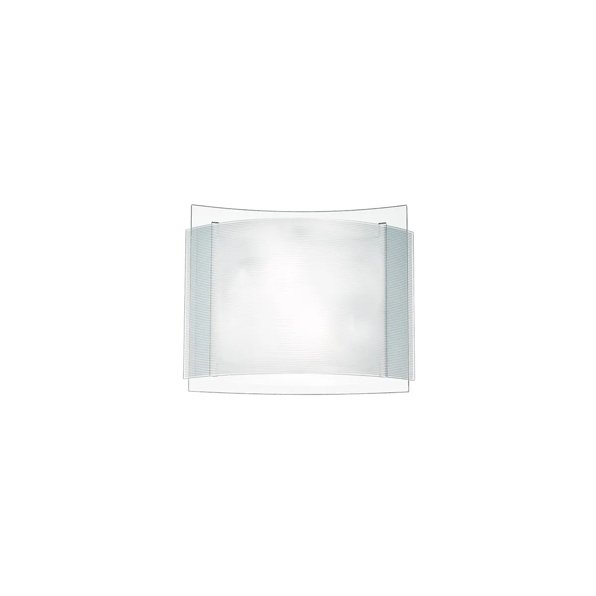 I-RIGHE/PL40 - Plafoniera Moderna Doppio Vetro Trasparente e Bianco Rigato Interno E27