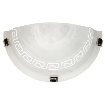 248/00412 - Applique Lunetta Vetro Alabastro Bianco Greca Bianca Classica E27