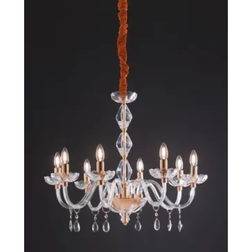 I-RIFLESSO/10+5 ORO - Lampadario Sospeso finiture Oro Cristallo Gocce Classico E14