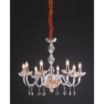 Hängender Kronleuchter mit goldener Oberfläche, Crystal Drops Classic E14