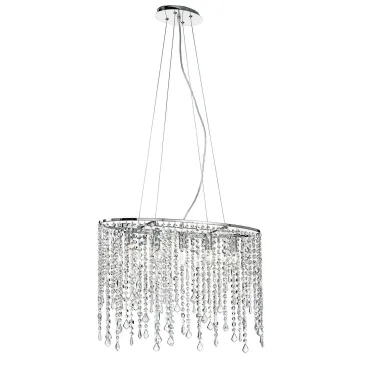 I-BREEZE/S5 - Lampadario Sospensione Ovale Metallo Pendenti Cristalli K9 Classico E14