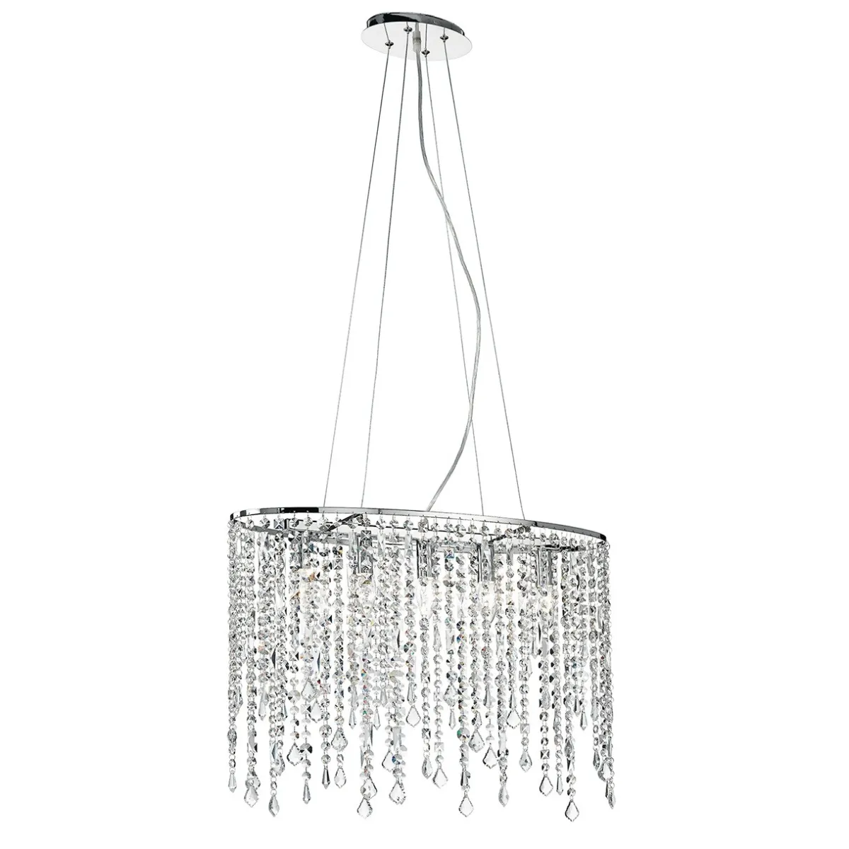 I-BREEZE/S5 - Lampadario Sospensione Ovale Metallo Pendenti Cristalli K9 Classico E14
