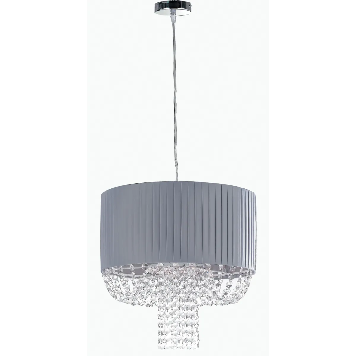 I-GRAHM/S40 - Lampadario Tessuto Grigio Pendagli Acrilico Sospensione Classica E27