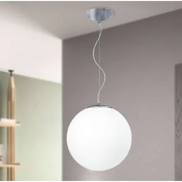 I-LAMPD/S35 BCO - Sospensione paralume Globo Vetro Bianco Lampadario Moderno E27