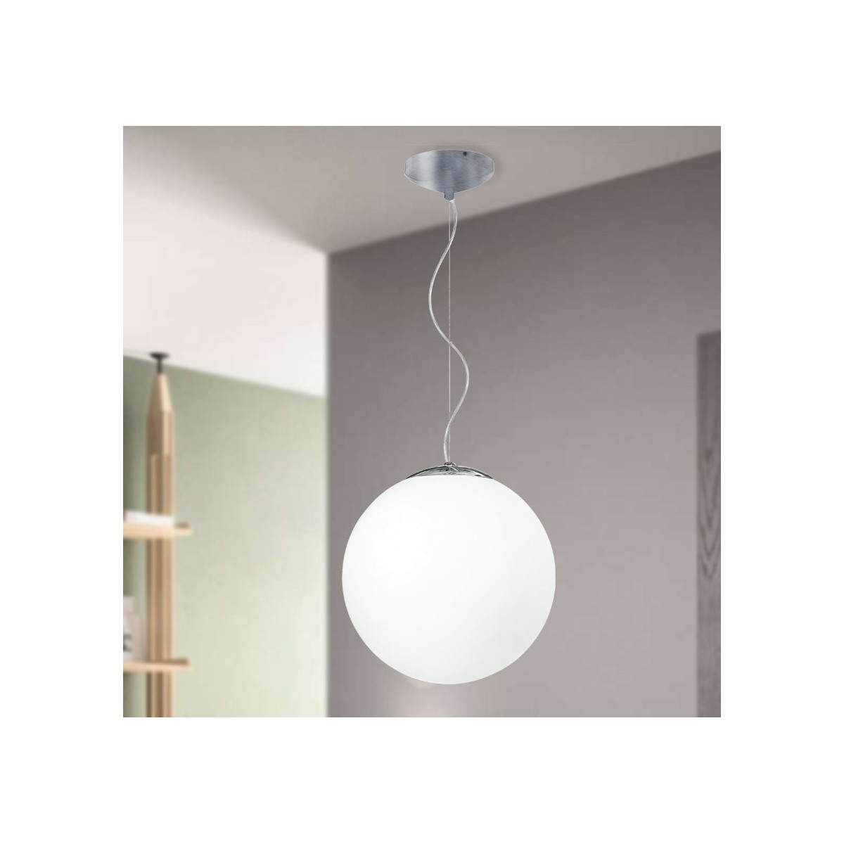 I-LAMPD/S35 BCO - Sospensione paralume Globo Vetro Bianco...