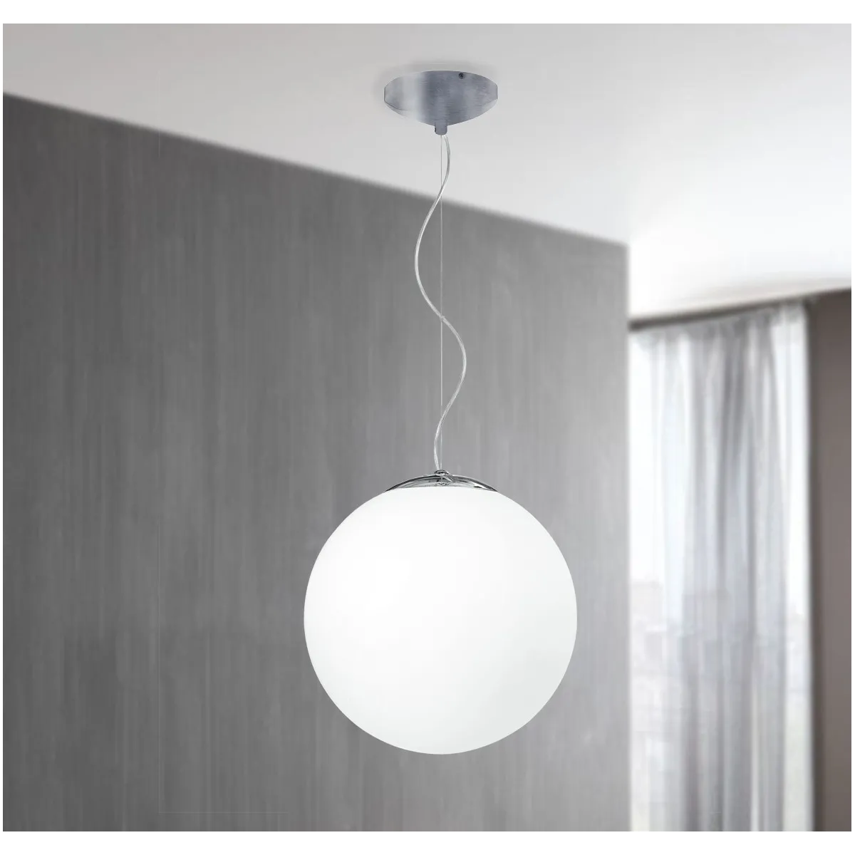 I-LAMPD/S45 BCO - Sospensione Sferica Lampadario Moderno Vetro Bianco E27