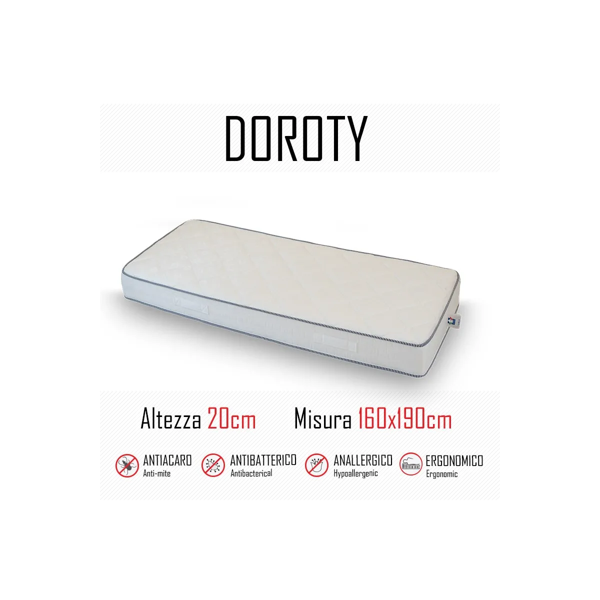 Matelas Doroty 160x190 en polyuréthane hauteur 20cm