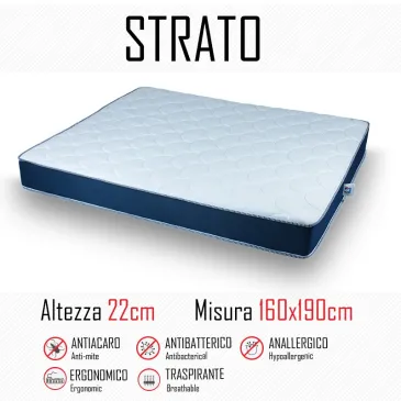 Materasso Strato 160x190 in poliuretano alto 22cm