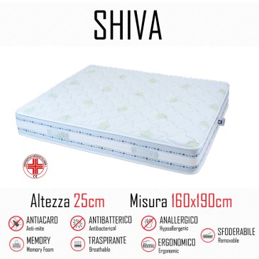 Shiva9 Zone 160x190 Gummi- und Memory-Matratze, 25 cm hoch