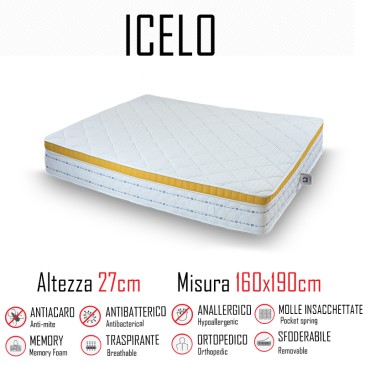 Icelo-Matratze 160 x 190 mit unabhängigen Federn und Memory-Funktion, 27 cm hoch