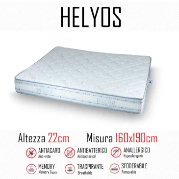 Materasso Helyos 160x190 in gomma e memory alto 22cm