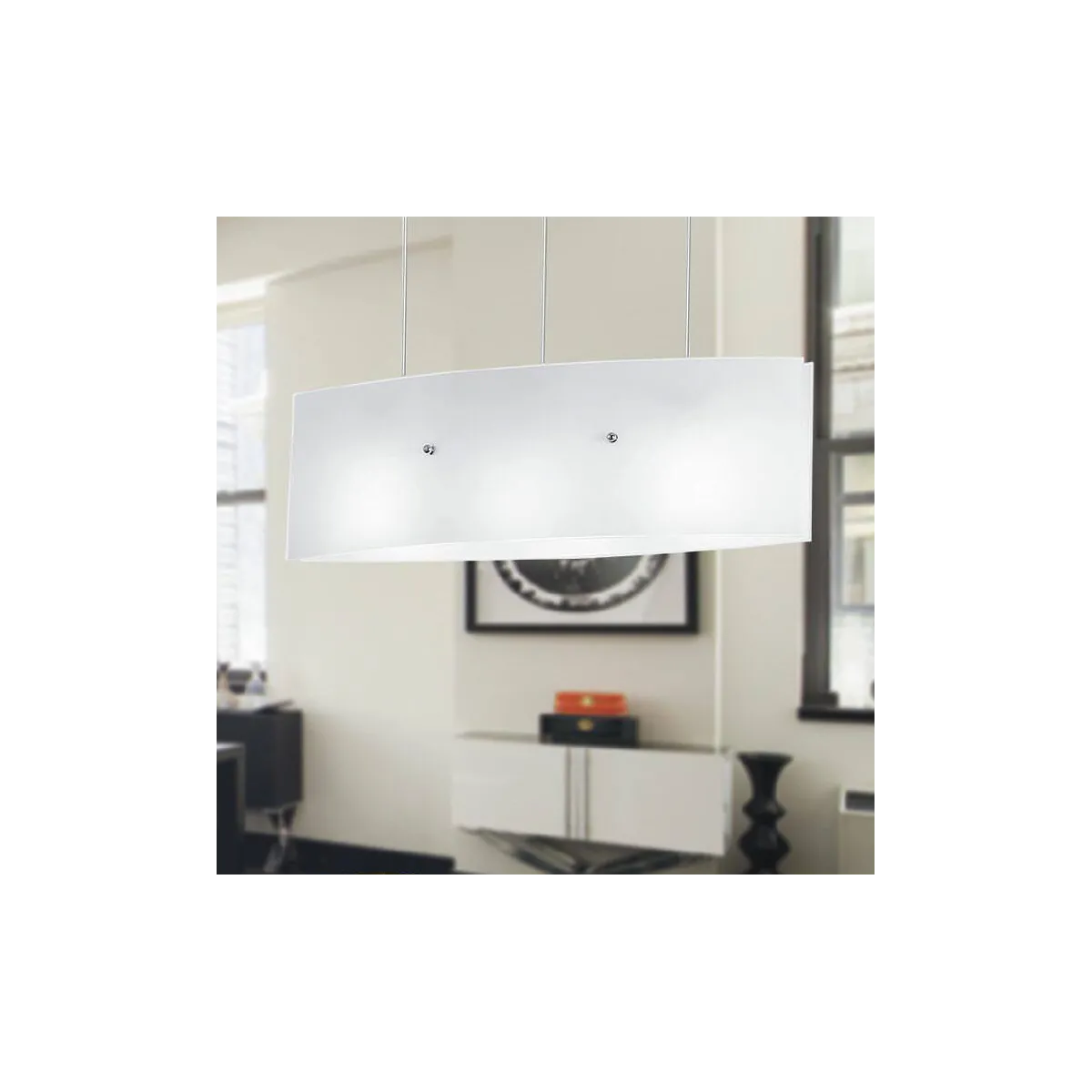 I-AMSTERDAM/S130 - Lampadario a Sospensione Vetro Bianco Interno Moderno E27