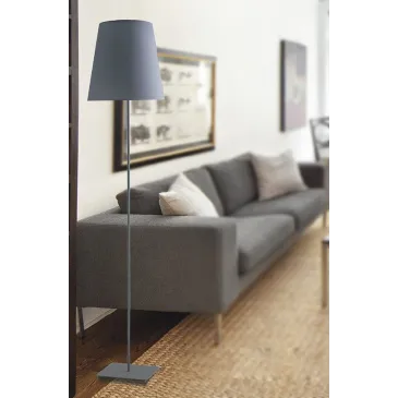 I-ELVIS-PT GR - Lampada da Terra Paralume Tessuto Metallo Grigio Piantana Moderna E27