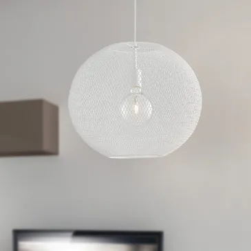 I-ESEDRA-S50 BCO - Lampadario a Sospensione Rete Sferica Metallo Bianco Moderno E27