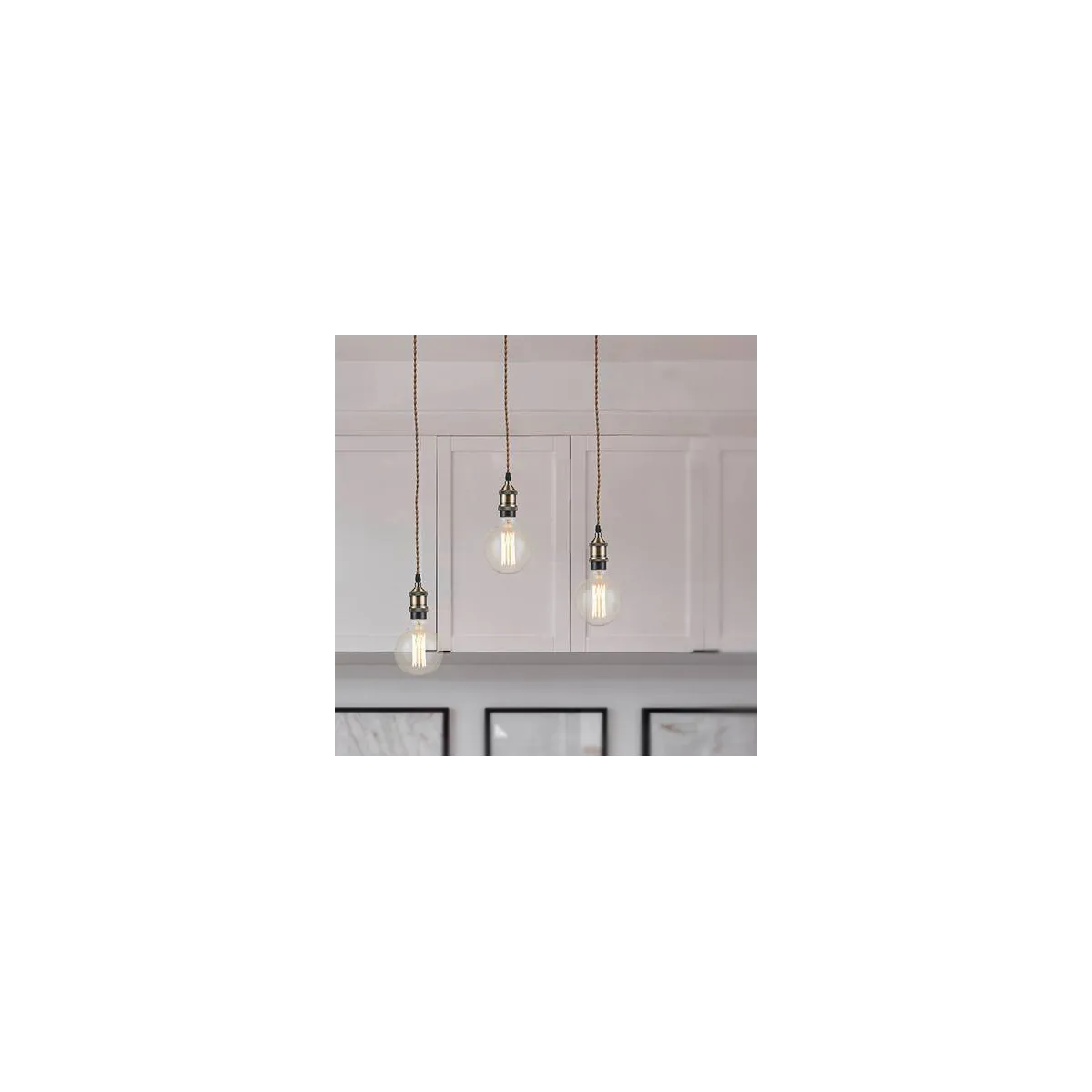 I-VINTAGE-PD - Sospensione Rustica Alluminio Cavo in Tessuto Lampadario Rustico E27