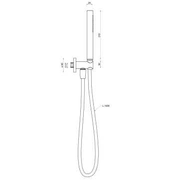 Supporto doccia fisso in ottone con presa dell'acqua Diretta 150 cm