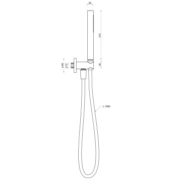 Supporto doccia fisso in ottone con presa dell'acqua Diretta 150 cm