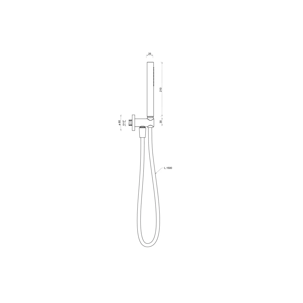 Supporto doccia fisso in ottone con presa dell'acqua Diretta 150 cm