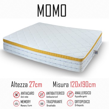 Matelas Momo 120x190 caoutchouc et mémoire 27cm de haut