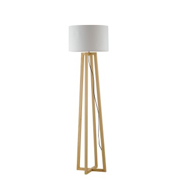 Lampadaire en bois naturel et tissu 165 cm E27