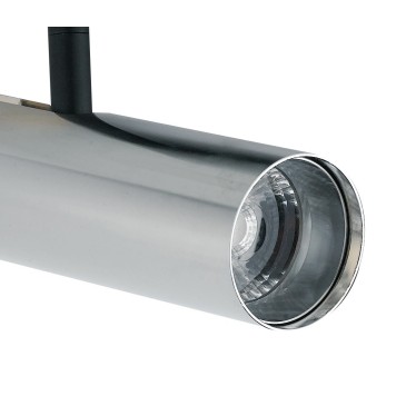 Rail d'éclairage à LED Rocket avec adaptateur triphasé en aluminium couleur chrome A + 3000 Keilvin 7 W