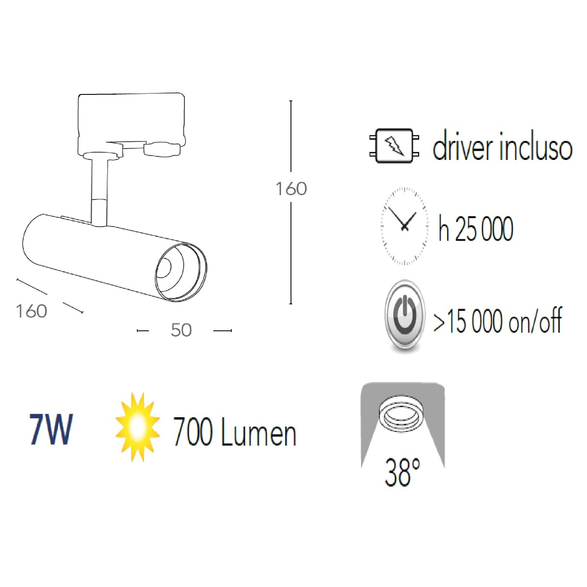Rail d'éclairage à LED Rocket avec adaptateur triphasé en...